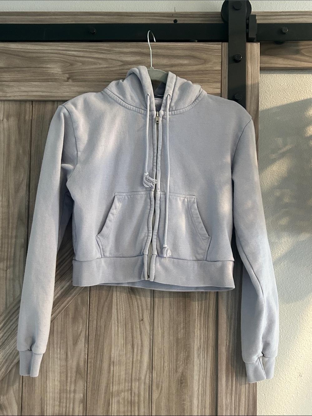 Brandy Melville Light Lavender Zip Cropped Hoodie Size Small